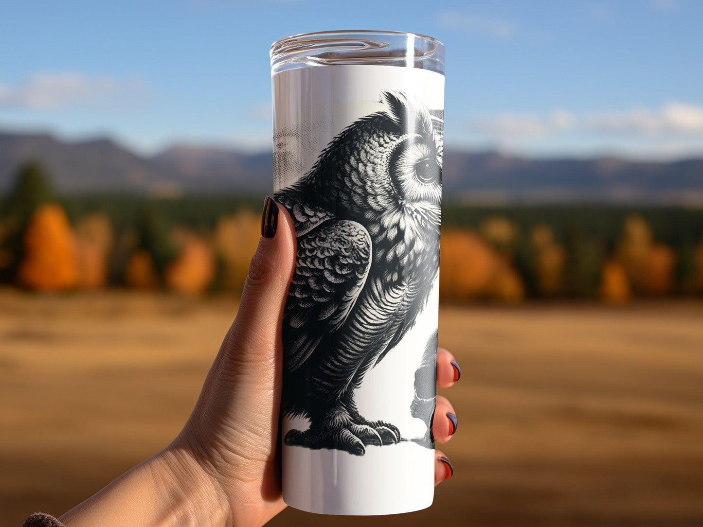 Deadpan Couture 20 oz. Stainless Steel Skinny Tumbler – Gothic Owl Edition - Deadpan Couture