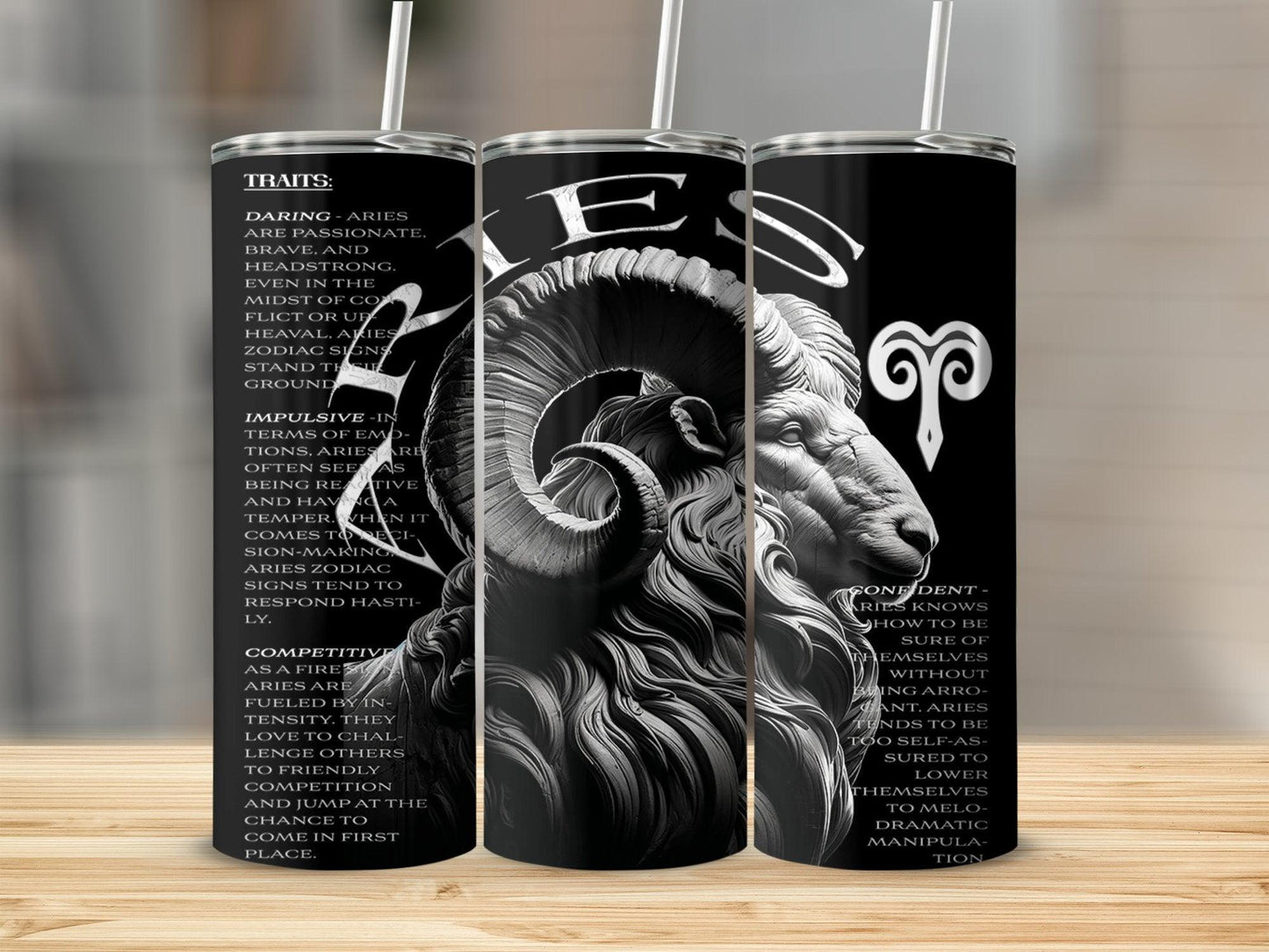 Deadpan Couture 20 oz. Stainless Steel Skinny Tumbler – Aries Edition - Deadpan Couture