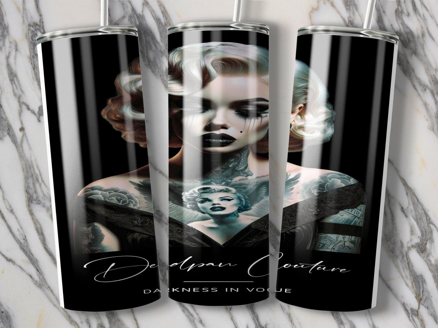 Deadpan Couture 20 oz. Stainless Steel Skinny Tumbler – Marilyn Morose Edition - Deadpan Couture