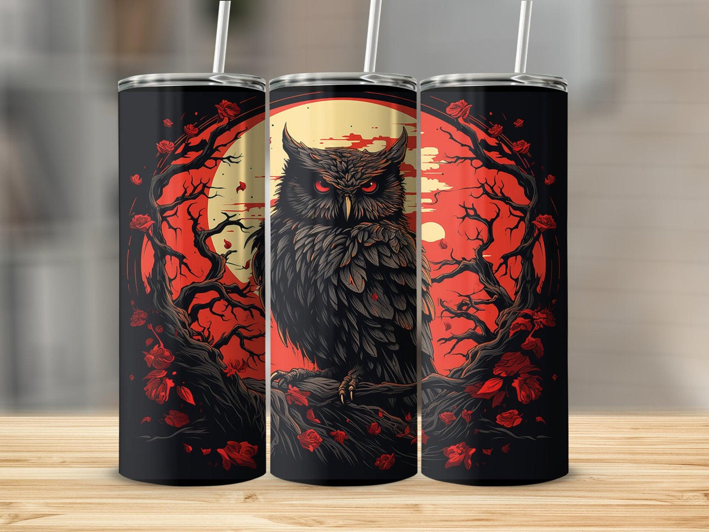 Deadpan Couture 20 oz. Stainless Steel Skinny Tumbler – Midnight Owl Edition - Deadpan Couture