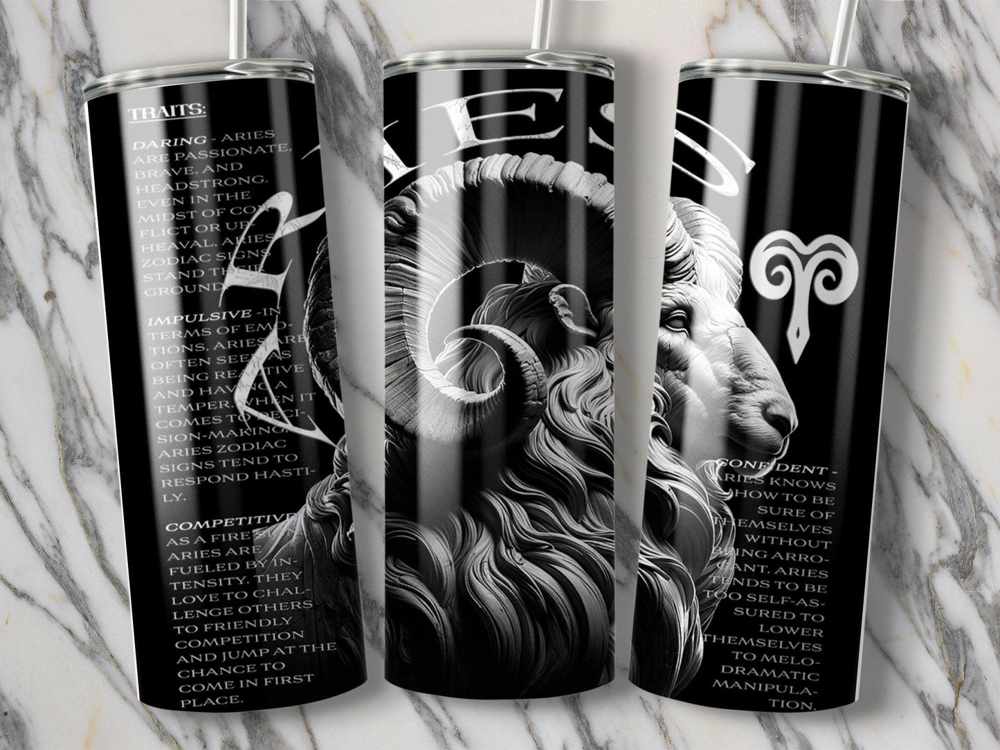 Deadpan Couture 20 oz. Stainless Steel Skinny Tumbler – Aries Edition - Deadpan Couture