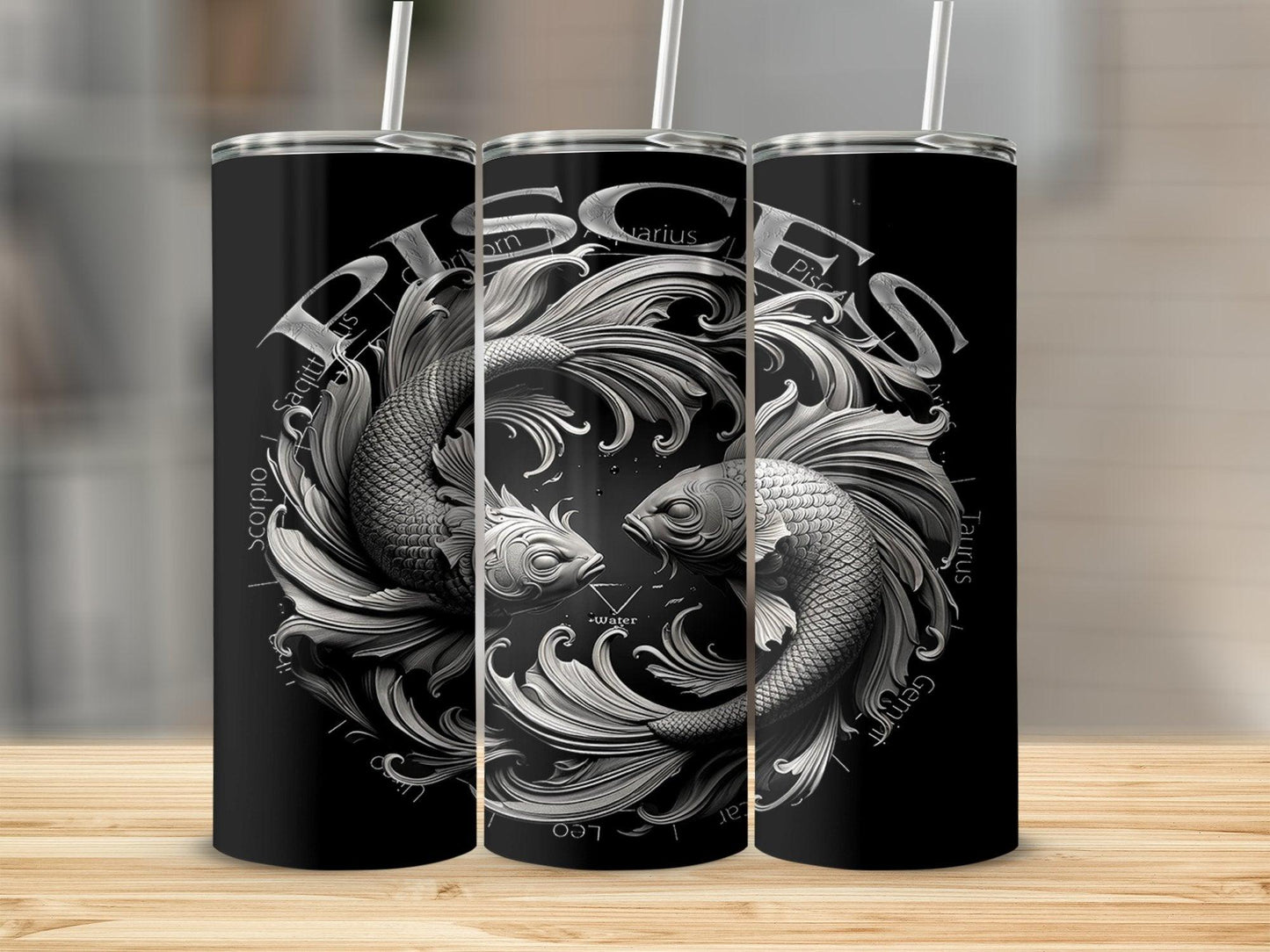 Deadpan Couture 20 oz. Stainless Steel Skinny Tumbler – Pisces Edition - Deadpan Couture