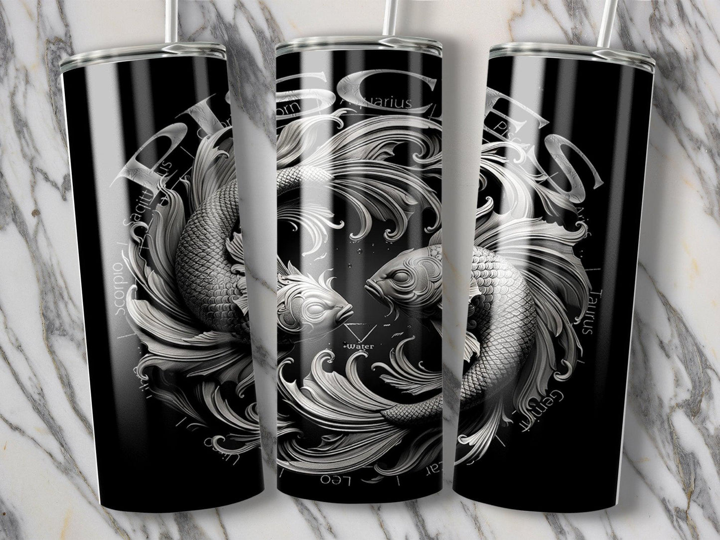 Deadpan Couture 20 oz. Stainless Steel Skinny Tumbler – Pisces Edition - Deadpan Couture