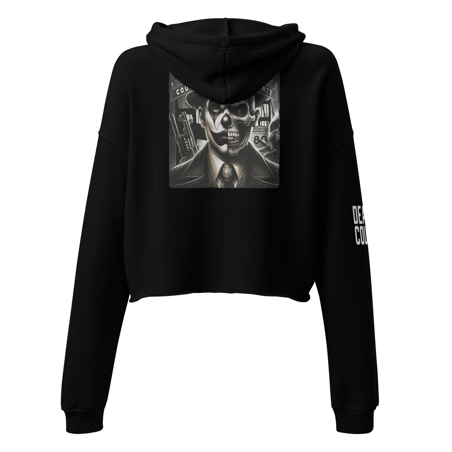 Deadpan Couture Women's Cropped "707 Fairfield" Skull Hoodie