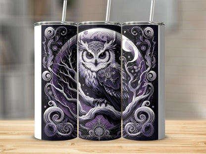 Deadpan Couture 20 oz. Stainless Steel Skinny Tumbler – Nocturnal Owl Edition - Deadpan Couture 