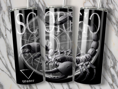 Deadpan Couture 20 oz. Stainless Steel Skinny Tumbler – Scorpio Edition - Deadpan Couture 