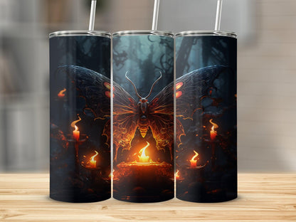 Deadpan Couture 20 oz. Stainless Steel Skinny Tumbler – Midnight Moth Edition - Deadpan Couture 