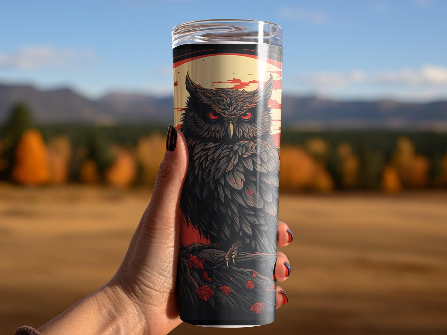 Deadpan Couture 20 oz. Stainless Steel Skinny Tumbler – Midnight Owl Edition - Deadpan Couture 