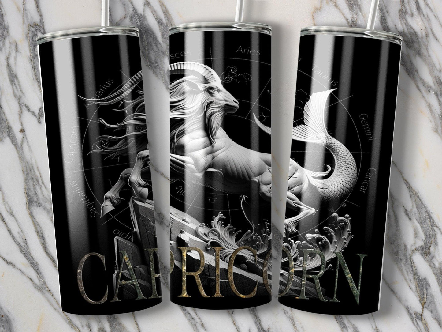 Deadpan Couture 20 oz. Stainless Steel Skinny Tumbler – Capricorn Edition - Deadpan Couture 