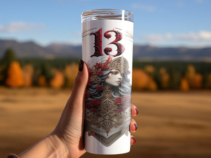 Deadpan Couture 20 oz. Stainless Steel Skinny Tumbler – Mary 13 Edition - Deadpan Couture 