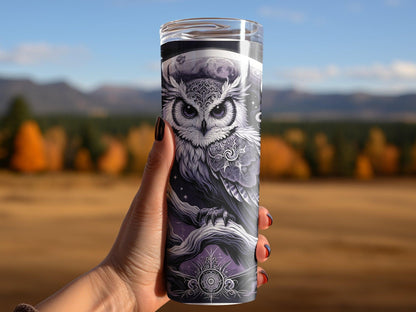 Deadpan Couture 20 oz. Stainless Steel Skinny Tumbler – Nocturnal Owl Edition - Deadpan Couture 