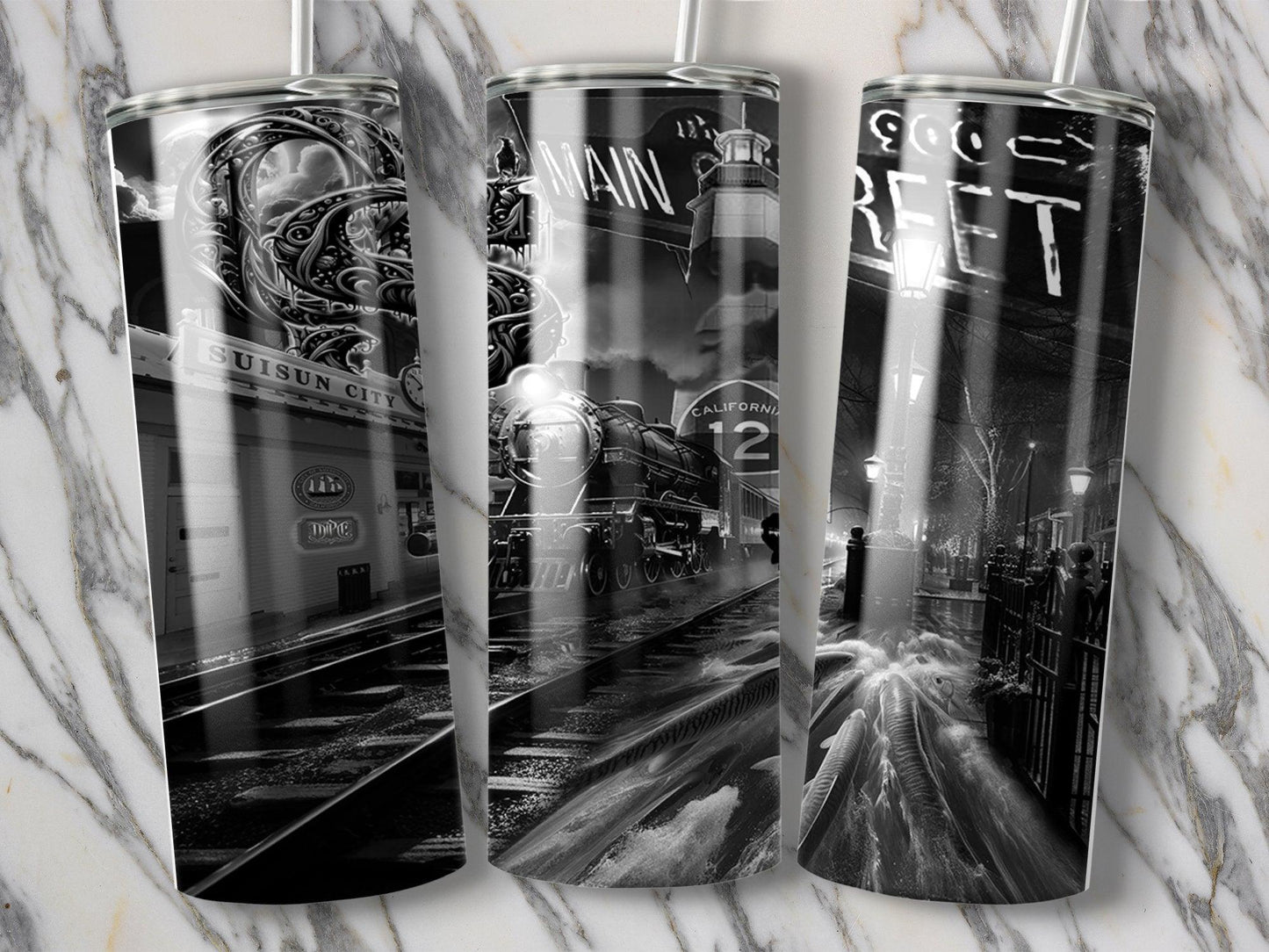 Deadpan Couture 20 oz. Stainless Steel Skinny Tumbler – Suisun City 707 - Deadpan Couture 