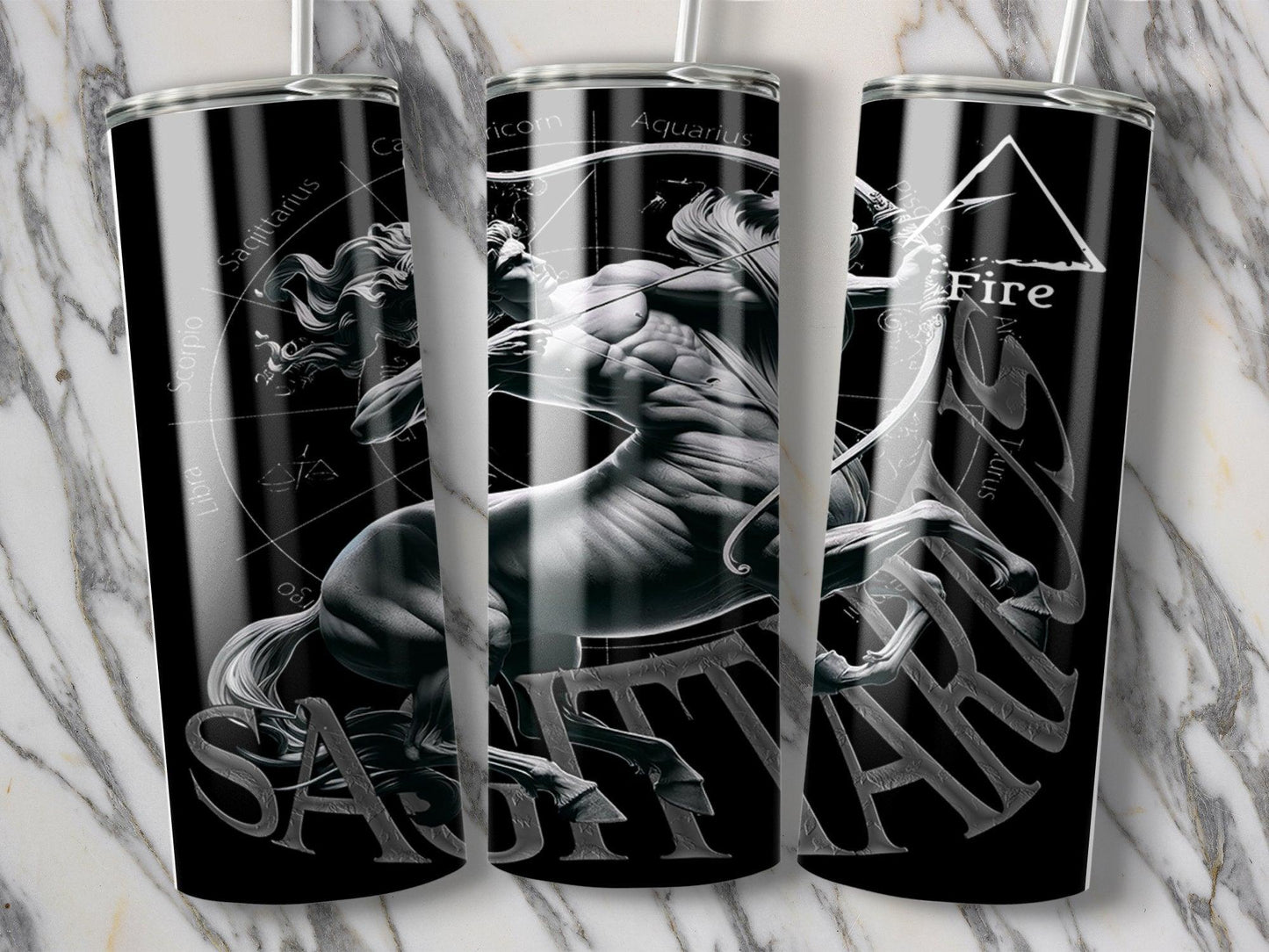 Deadpan Couture 20 oz. Stainless Steel Skinny Tumbler – Sagittarius Edition - Deadpan Couture 