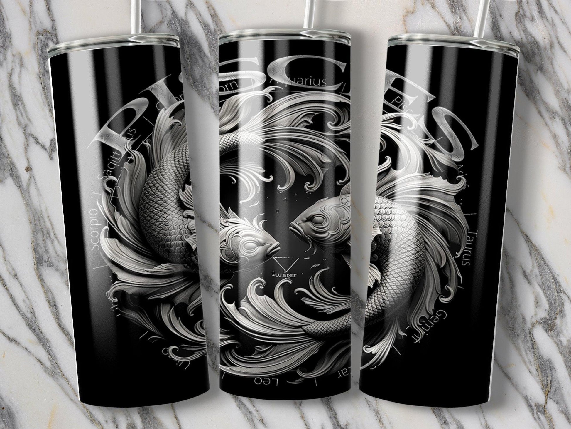 Deadpan Couture 20 oz. Stainless Steel Skinny Tumbler – Pisces Edition - Deadpan Couture 