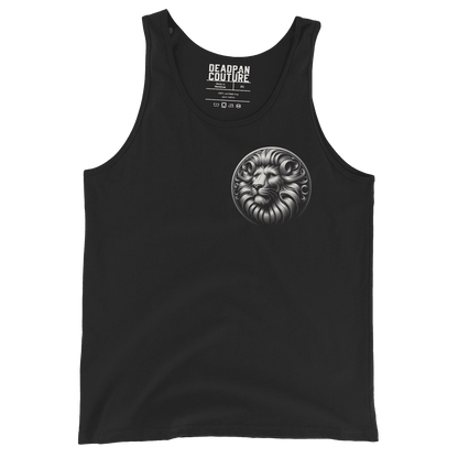 p with bold lion emblem representing the Leo zodiac sign, sleek black color, and soft, breathable fabric for ultimate comfort.