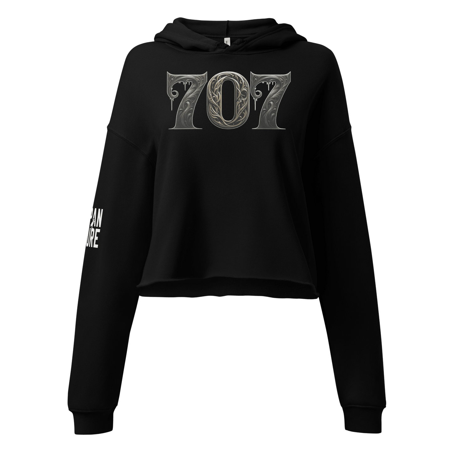 Deadpan Couture Women's Cropped "707 Fairfield" Skull Hoodie